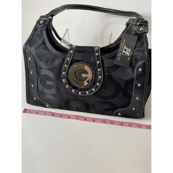 Handbags For All Black G Design Shoulder Bag. 3 Inner Compartments, G Logo. NEW! - Picture 4 of 9